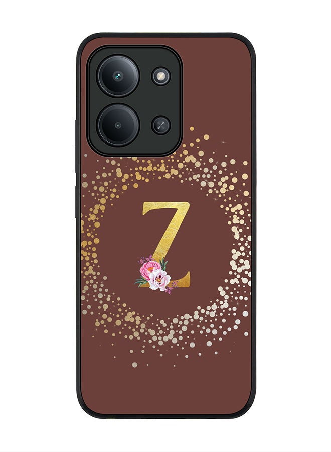 For Xiaomi Redmi 15C 4G Case,Slim fit Camera Protection, Shockproof Thin Phone cover  - Custom Monogram Floral - Z  (Brown )